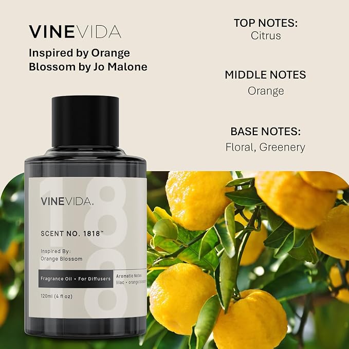 VINEVIDA [4 Oz] Inspired by: Orange Blossom; Diffuser Oil Refill | Premium Scent Diffuser Oil for Home | Non-Toxic Fragrance