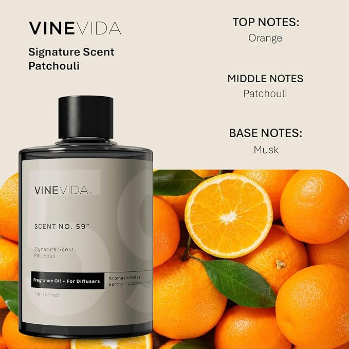 VINEVIDA [16 Fl Oz] Patchouli Fragrance Oil for Cold Air Diffusers, Essential Oils for Diffuser Oil Refill & Air Freshener Room Spray