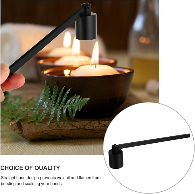 Milisten Candle Snuffer 6.69 Inch Matte Black Candle Extinguisher with Ergonomic Handle Slim Metal Accessory for Safe Flame Control at Home