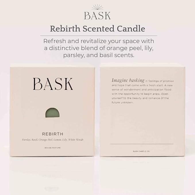 Relaxing Candles for Home by BASK - Scented Candles - Winter Candles - Gifts for Women and Men - Scent: Rebirth