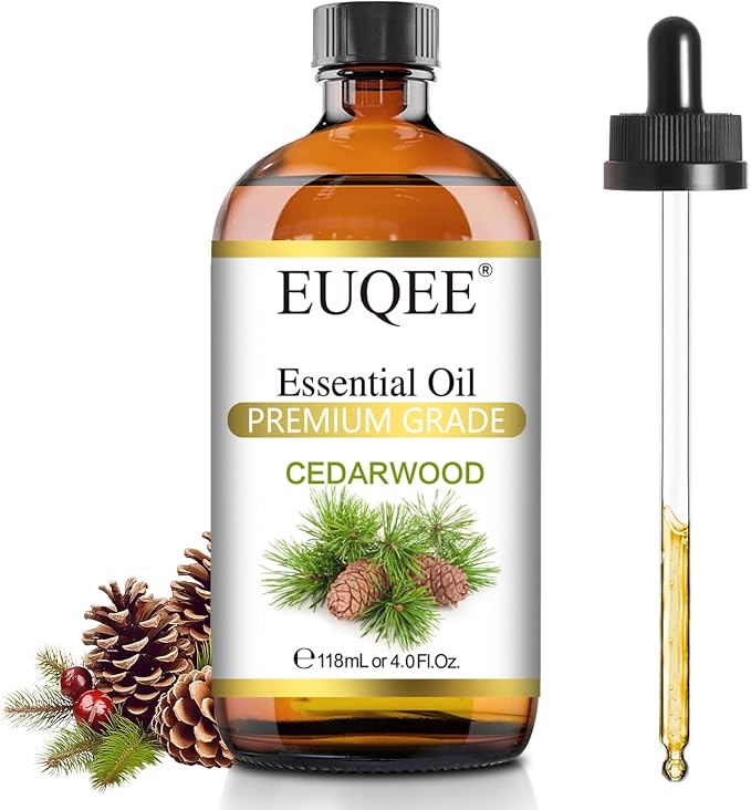 EUQEE Cedarwood Essential Oil 118mL Pure Cedarwood Oil Premium Essential Oil for Diffuser, Humidifier - with Glass Dropper (4fl.oz)