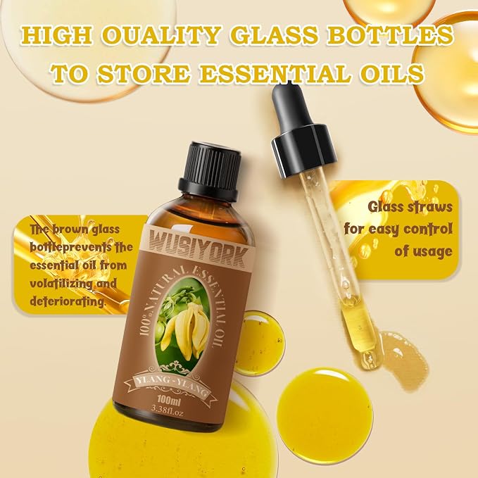 Ylang-Ylang Essential Oil 100ML - 100% Pure and Natural Therapeutic Grade Oils for Aromatherapy Diffuser - 3.4 Fl Oz/Ylang-Ylang