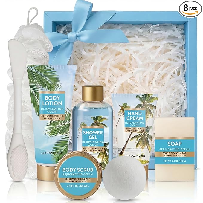 Spa Luxetique Gifts for Women 8pcs Refreshing Ocean Gift Set for Women Bath and Body Works Gift Set Spa Gifts for Womens Get Well Birthday Gifts for Womens Wife Girlfriend Grandma