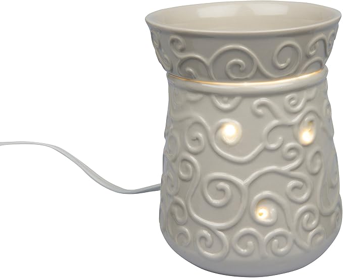 D'Eco Fragrance Wax Melt Warmer - Electric Scented Tart & Candle Warmer w 4 Cinnamon Cubes- Plug-in Halogen Bulb Melts Cubes & Fills Room w Fresh Scents & Night Light Glow- Holiday Xmas Must Have Gift
