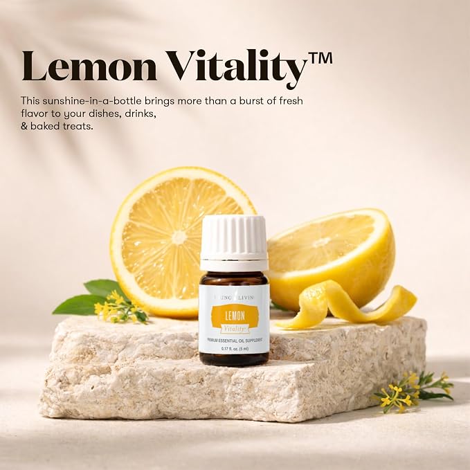 Young Living Lemon Vitality Essential Oil | 5 ml | Bright Citrus Flavor for Cooking, Baking & Beverages | Culinary Essential Oil for Tea, Desserts & Recipes | Seed to Seal Quality