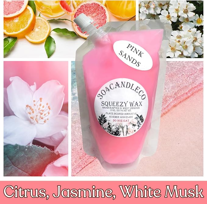 304CandleCo Large Squeeze Soy Wax Melt - 50 SCENTS! - Highly Fragrant & Hand-Crafted - Easy Mix & Match - American Made - Perfect for Wax Warmers (3oz, Pink Sands)