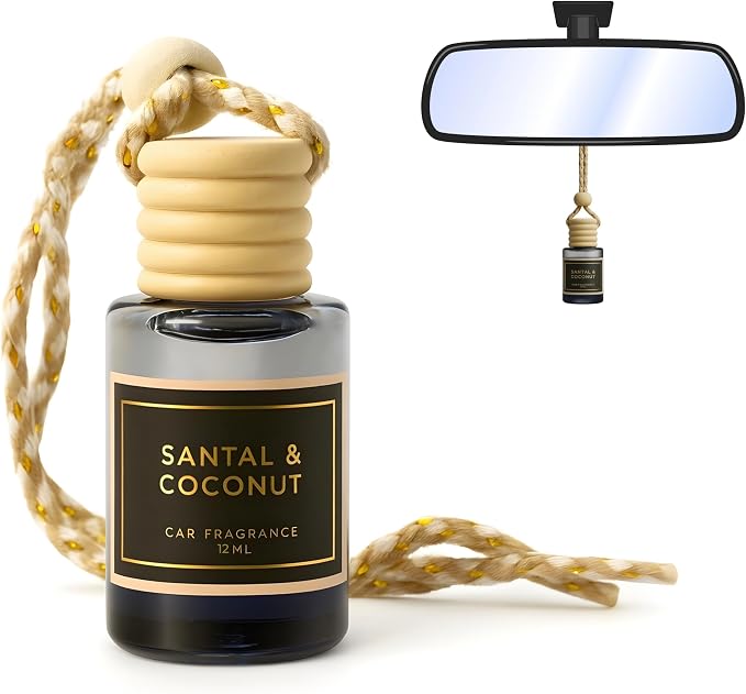 Santal & Coconut - A Fragrant Whisper of Opulent Tropical Serenity! - Luxury Car Hanging Diffuser - Long Lasting Car Freshener - Lasts up to 60 days | A+ Scents