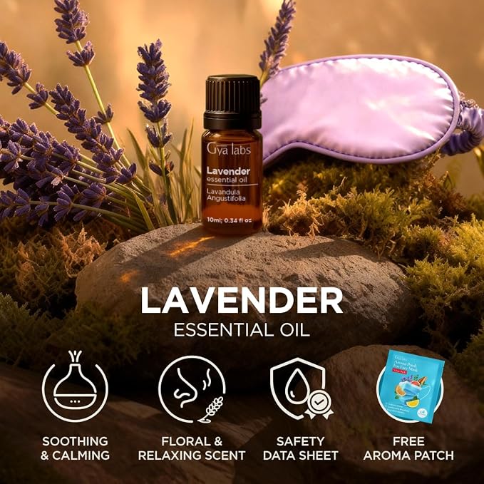 Gya Labs Lavender Essential Oil for Aromatherapy – 0.34 Fl Oz – Premium Grade Essential Oils for Diffuser, Aromatherapy, Hair Care, Skin Care, Body, Massage & DIY Candle Making Scents (Pack of 2)