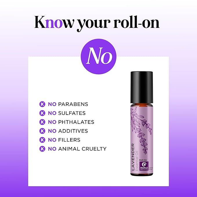 Lavender Essential Oil Roll On - Calming Aromatherapy Oil Roller for Sleep Headaches and Relaxation - Natural Pre-Diluted Sleep Oil for Nighttime Relaxation with Lavender Essential Oil for Skin 3-Pack