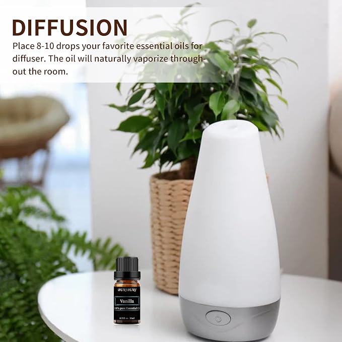 BURIBURI Tea Tree, Eucalyptus and Vanilla Essential Oil Set, 100% Pure 3Pcs Essential Oils Gift Set for Diffusers