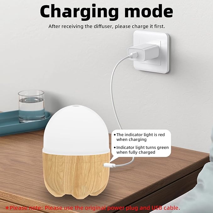 SEEDSEEL 150ML Rechargeable Battery Essential Oil Diffuser, Portable Cordless Aromatherapy Diffuser with 7 LED Color Changing Lights, for Bedroom, Office, Outdoor