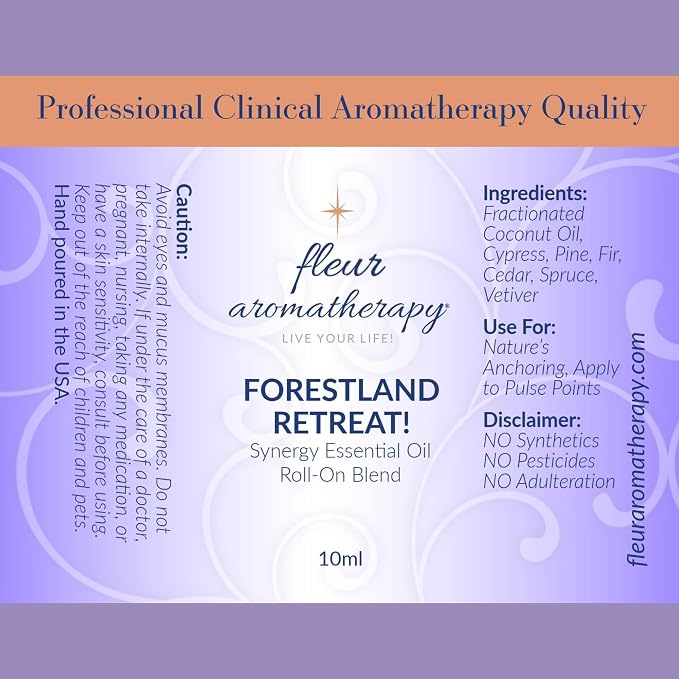 Forestland Retreat Synergistic Essential Oil Roll-On 10ml – Nature's Anchoring On-the-Go Aromatherapy – Professional Clinical Aromatherapy Quality – Fleur Aromatherapy
