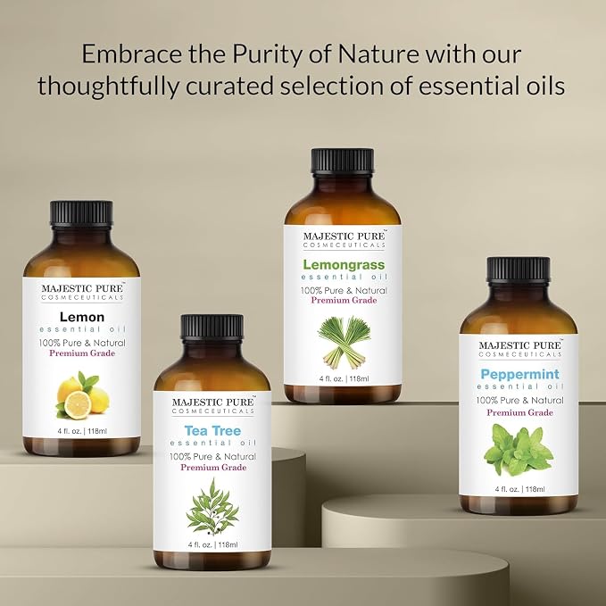 Majestic Pure Essential Oil with Glass Dropper - 100% Pure and Natural - Essential Oils for Diffuser, Aromatherapy, Soap and Candle Making, Eucalyptus Essential Oil, Eucalyptus Oil, 4 Fl Oz Pack of 2