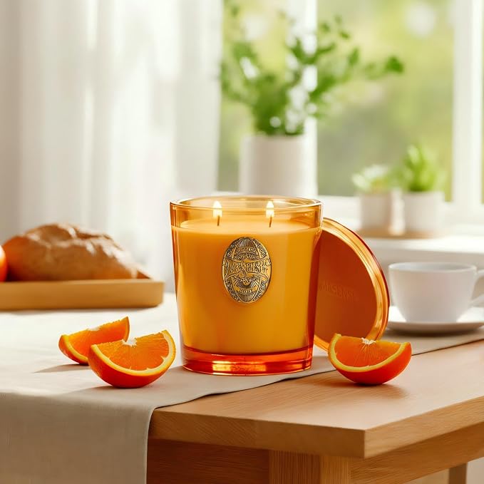 M&SENSE Large Two-Wick Soy Candle | Orange Goji & Neon Orange | 19.8 oz, 120H Burn Time | Luxury Scented Candle for Relaxation, Gifting, Home Décor | Ideal for Bedroom, Office, Party Ambiance