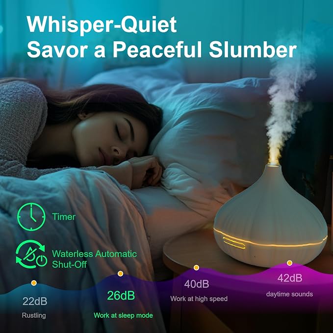 Essential Oil Diffuser, JANDIP 400ml Scent Diffuser with waterless auto Off and Timer Functions, Mist humidifier with Lighting, eco-Friendly Materials, Perfect for Office and Home.