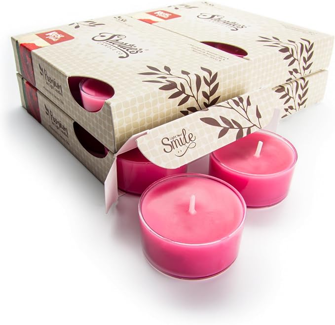Rose Petals Premium Tealight Candles Bulk Pack - Highly Scented with Essential Oils - 24 Pink Tea Lights - Beautiful Candlelight - Made in the USA - Flower & Floral Collection