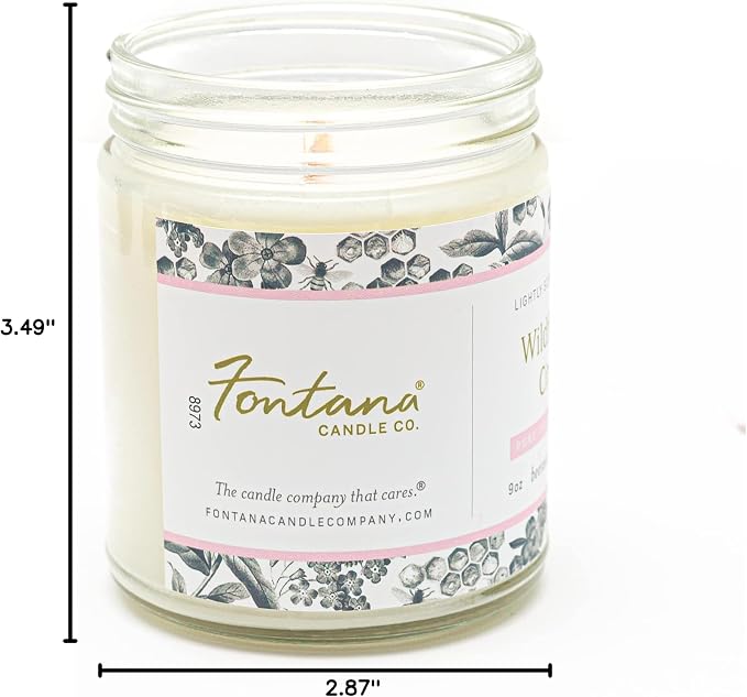 Fontana Candle Co Wood Wick Beeswax Jar Candle, Wildflower Citrus – Made Safe with Coconut Oil & Pure Essential Oils – 35+ Hrs Clean Burn, Long Lasting and Non-Toxic Candles for Home & Room Decor