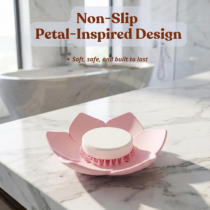 MESMOS Lotus Shower Steamer Trays, Silicone Soap Holder & Small Shower Steamer Dish, Self Draining Flower Tray for Spa Gifts, Self Care & Mom Relaxation
