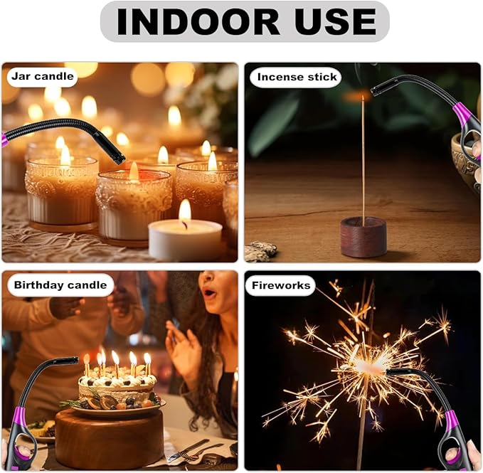 4 Pack Candle Lighter Long Lighters, Refillable Butane Lighters for Candle Camping Fireplace Party BBQ Grill(No Fuel)