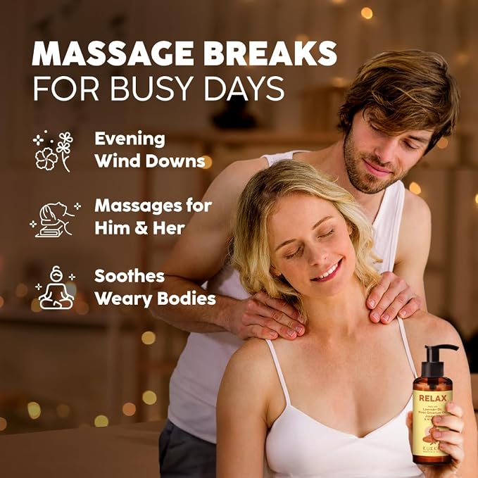 KUKKA Relax Massage Oil - 6.76 fl oz - Lavender Massage Oil for Spa-Like Massages and Deep Body Comfort - Thoughtfully Curated Formula Using Real Ingredients and Botanicals