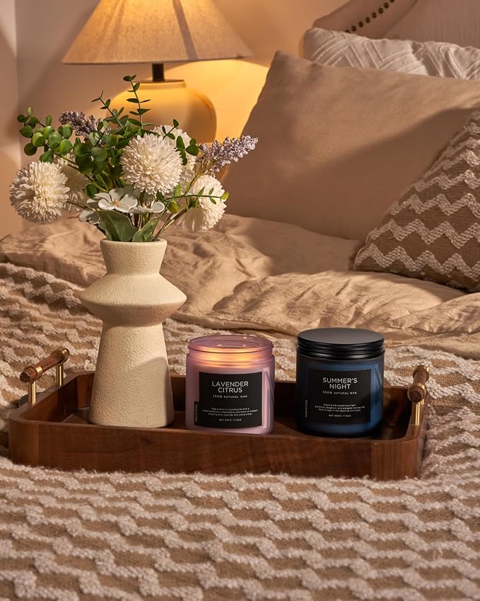 M&SENSE Lavender Citrus Home Scented Candles, 11.6oz Natural Soy Wax, 70 Hours Long Burning, Organic Candles Non Toxic, Aromatherapy Smelling for Mom, Home Fragrance for Meditation Relaxation