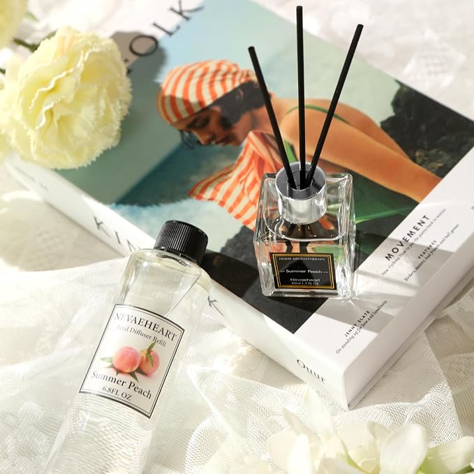 Gardenia Reed Diffuser Oil Refill Set, 6.8 OZ X 2 Pack Home Fragrance for Bedroom, Bathroom Home Decor