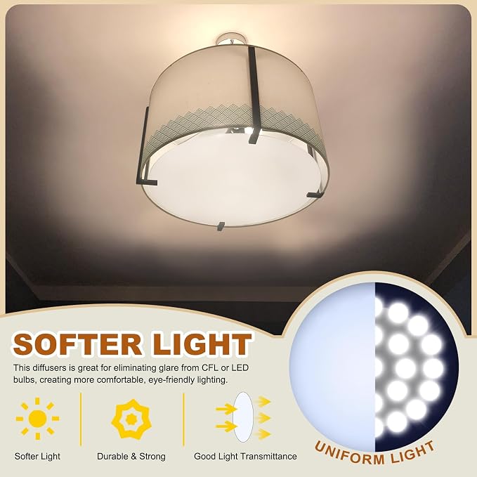 PATIKIL Lampshade Diffuser, 14.5" Diameter Round Diffuser for Drum Lampshades Pendants Light, DIY Light Shield, Frosted White