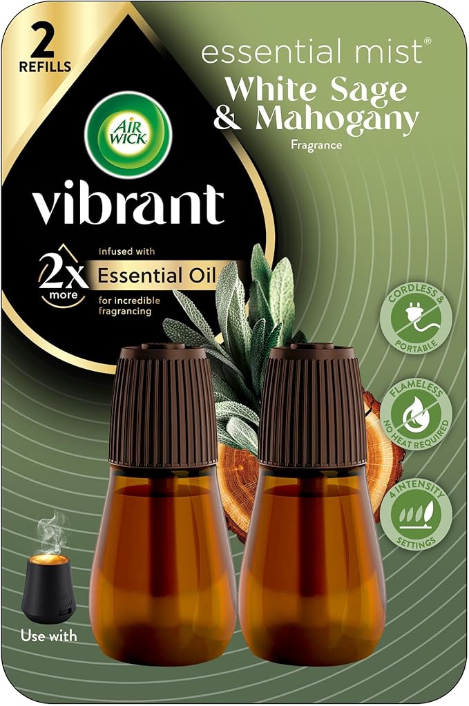 AIR WICK Essential Mist Twin Refill – White Sage & Mahogany (2x.67) oz.