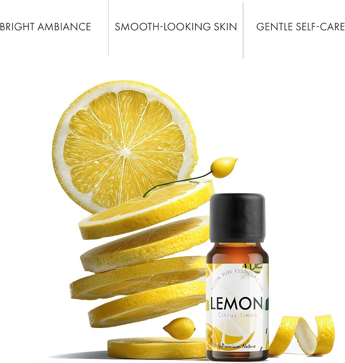 Lemon Essential Oil for Diffuser - 100% Natural Essential Oil Lemon Oil for Skin - Lemon Essential Oil for Cleaning - Lemon Essential Oil for Aromatherapy - 100% Pure Oils, 10ML