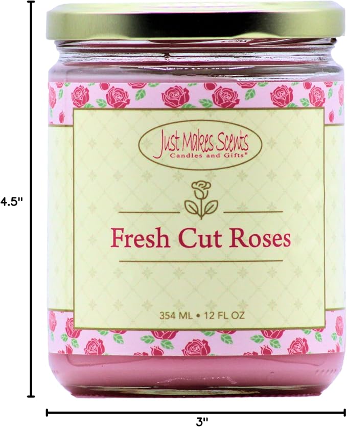 Fresh Cut Roses Scented Blended Soy Candle by Just Makes Scents (12 oz)