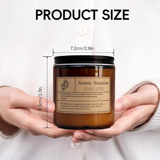 Organic Coconut Vanilla Candles - Non Toxic Soy Candles for Home, Stress Relief & Meditation (7oz)