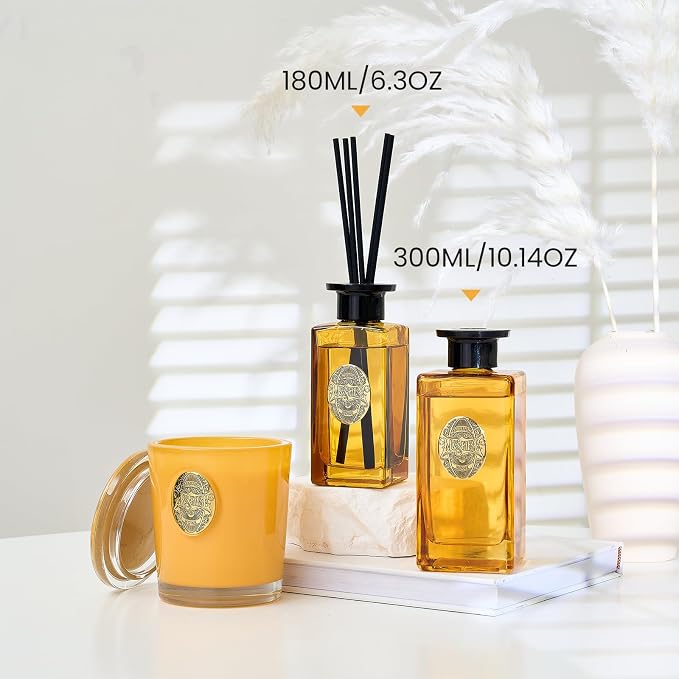 M&SENSE 10.14 oz Large Reed Diffuser Set | New Home Scent Oil Diffuser with Sticks | Hotel Collection Non-Toxic Essential Oil |for Bedroom Bathroom Living Room