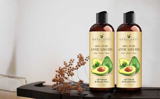 Handcraft Blends Avocado Oil - Cold-Pressed 8 Fl Oz - 100% Pure and Natural - Premium Grade Carrier Oil for Skin and Hair - Hair and Body - Massage - Hexane-Free