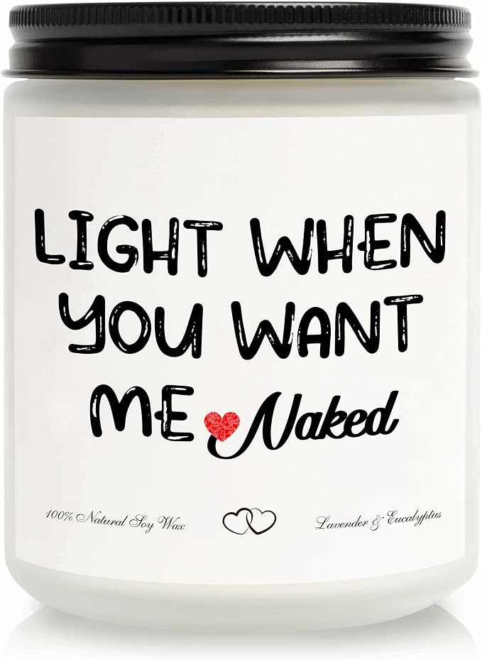 Father’s Day Gift for Husband from Wife – Funny “Light When You Want Me” Candle – Handmade Lavender Scented Candle, 7oz – Gifts for Him, Boyfriend, Men, Couples
