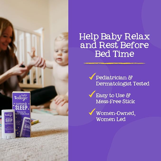 Oilogic Slumber & Sleep Chest Vapor Rub Essential Oil for Babies & Toddlers - Gentle Essential Oils Soothe & Calm the Senses - Pediatrician-Tested, Safe for Baby, Mess-Free Application, .42 Oz