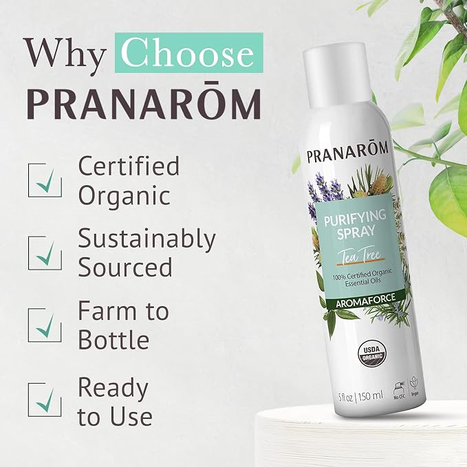 Pranarom - Aromaforce Purifying Spray, Aromatic Room Deodorizers for Home, Essential Oils Infused for Toxin Purification, All-Natural, Tea Tree, 150mL