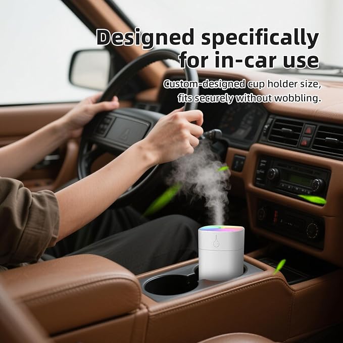 Portable Desktop Humidifier, 400ml Small Humidifier, Travel Fragrance Diffuser, Powered by USB, with LED Light and Automatic Shut-off Function (Grey)