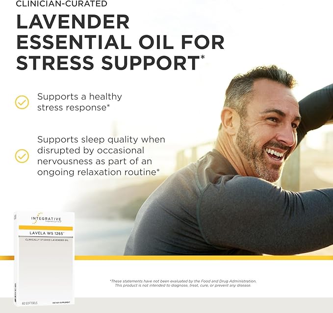 Integrative Therapeutics Lavela WS 1265 - Silexan Supplement for Sleep & Stress Support* - Lavender Essential Oil - 60 Softgels (60 Servings)