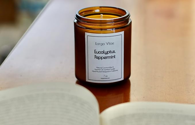 Organic Coconut Wax Aromatherapy Candle | Eucalyptus & Peppermint | Non-Toxic, Pet Safe, Allergy Friendly | Phthalate Free | Zero Waste Sustainable Gift