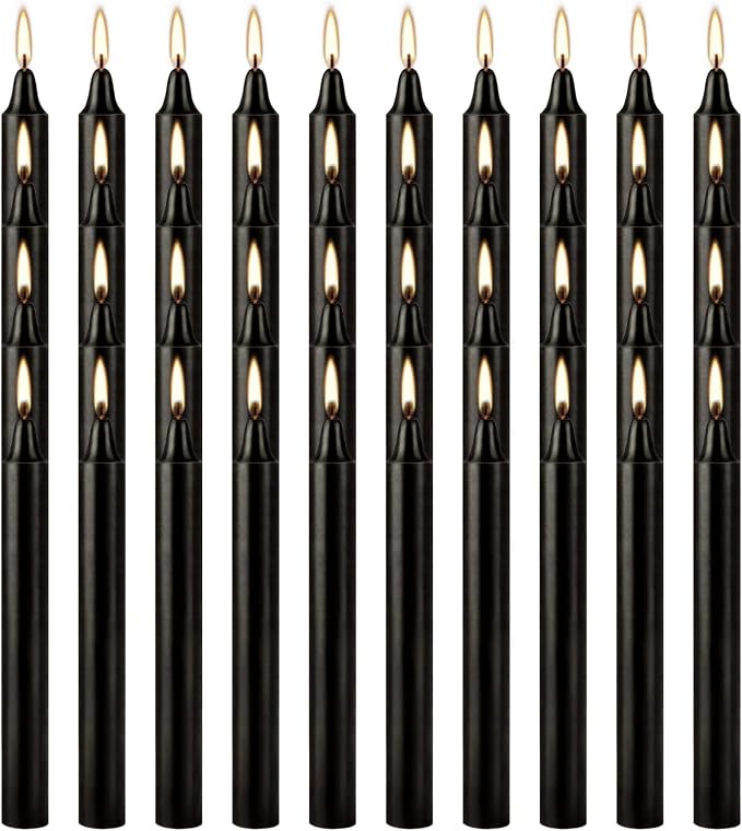 YOROXRG Set of 40 Black Candles – Spell Chime Candles for Halloween, Rituals, Prayer, Birthdays, Meditation, Altar - 4 Inch Tall, Unscented