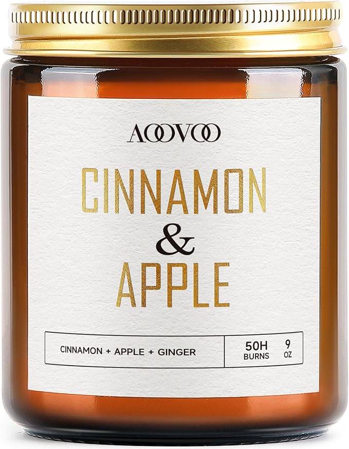 AOOVOO Apple Cinnamon Candle - 9 oz Scented Candles, Aromatherapy Candle, Soy Candle for Home Scented
