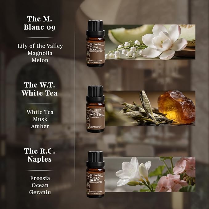 SU JUABA Hotel Collection Diffuser Oil Gift Set, Luxury Scents Inspired by Iconic Hotels, Fragrance Oil Perfect for Waterless Diffusers, Air Freshening, and DIY Crafting - 6x10mL
