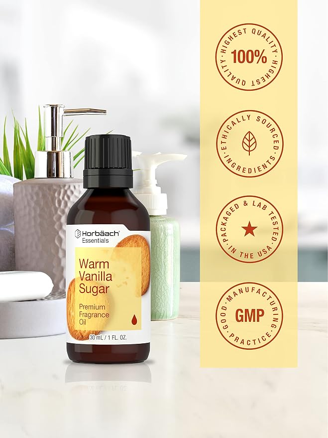 Horbäach Warm Vanilla Sugar Fragrance Oil | 1 Fl Oz (30 mL) | Premium Grade | for Diffusers, Candle and Soap Making, DIY Projects & More