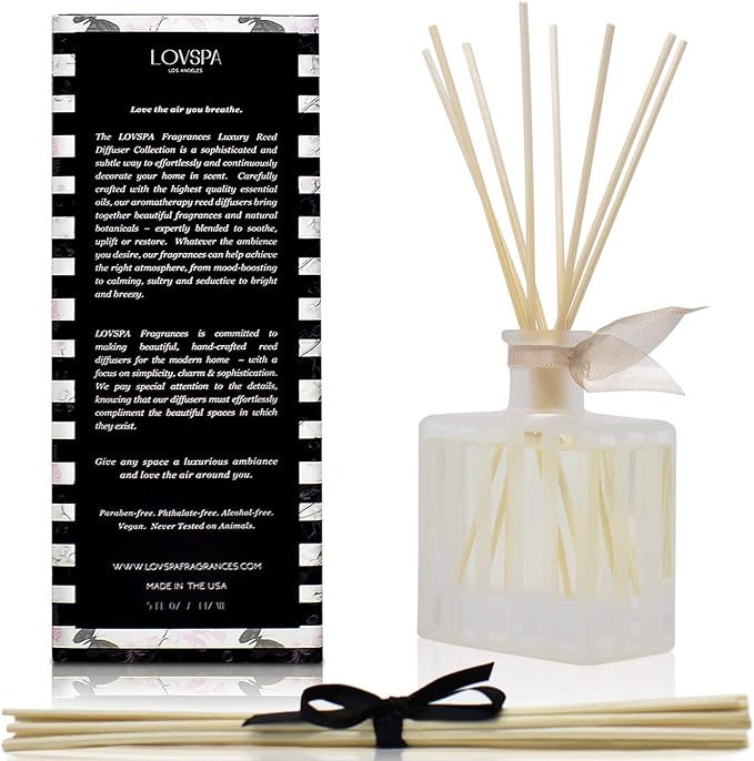 Reed Diffuser Set, Vanilla & Patchouli Scented Oil Diffuser with Sticks, Home Fragrance Accessories for Bathroom Shelf Decor, Aroma Diffusers for Home or Office Fall Decor, USA Made