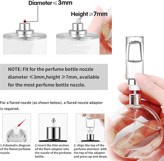 MUB 10ml Perfume Travel Refillable Atomizer Bottle Glass Unique Top-Filling Leak-Proof Spray Bottle Atomizer Sprayer for Perfume Cologne Mini Travel Size Empty Pocket Portable