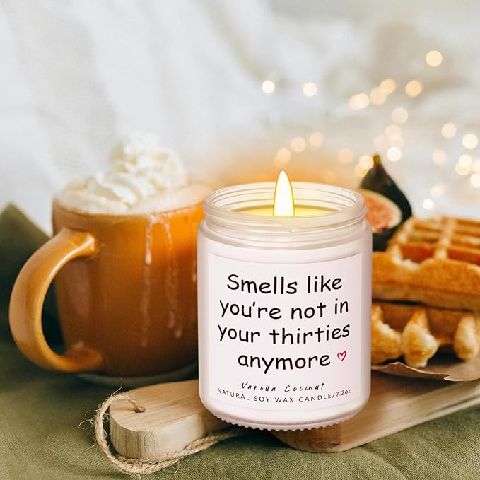 Lihome 40th Birthday Gifts for Her Him– Funny Birthday Candle & Decorations, Best Friend Gift Idea – Natural Soy Wax Vanilla Coconut Scented Candle (7oz)