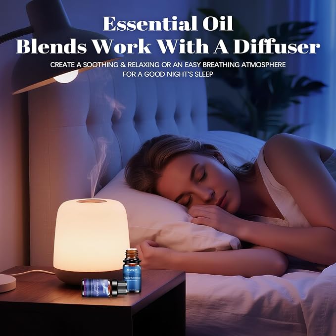Sleep Essential Oils Set, Natural Essential Oil for Diffusers for Home,6 x 10ml Fragrance Oil Scented Oils, Deep Sleep, Stress Relief, Sweet Dreams, Fresh Breathe,Relaxation Gift for Women and Men