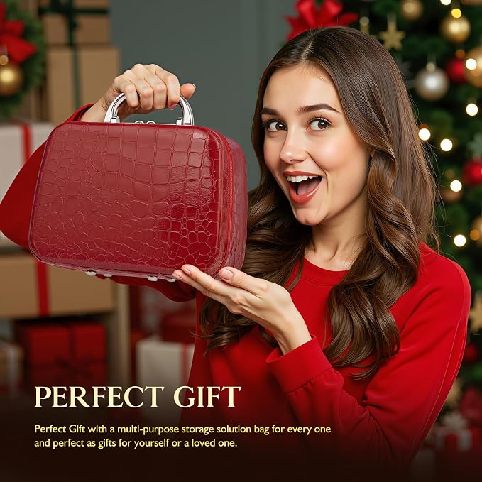Spa Gift for Women, Red Rose Vanilla Bath and Body Basket Gift Cosmetic Bag | Face Skin Care Kit, Home Spa Self Care, Makeup, Birthday, Christmas, Mother, Bridal Shower Spa Kit for Teenage, Daughter Gift