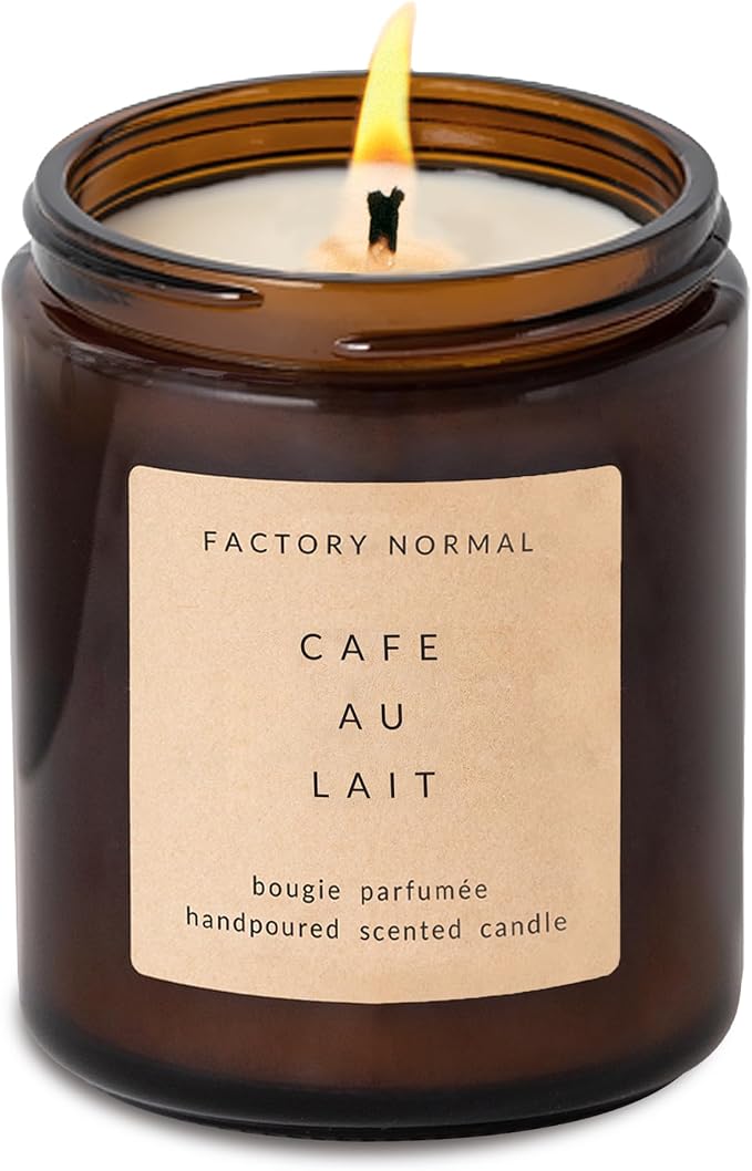 Scented Soy Candle Amber Jar Perfume Candle Aroma Healing Gift (8oz, Cafe Au Lait)