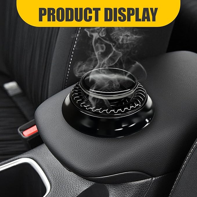 UFO Car Air Freshener Diffuser, Solar Powered Auto Rotary Aroma Diffuser, Long Lasting Aromatherapy Essential Oil Diffuser, Car Interior Decoration Accessories for Most Vehicles(Black)